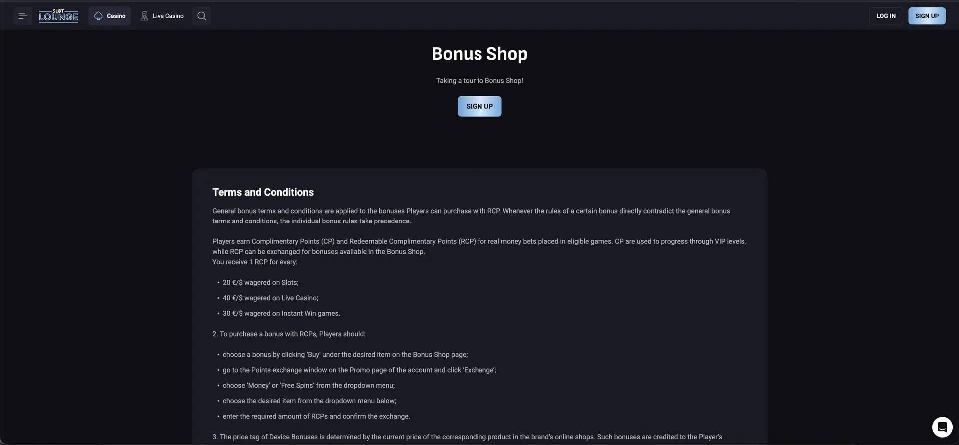 Slotlounge Bonus Shop